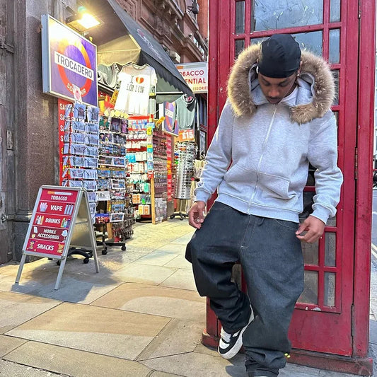 Faux Fur Collar Zipup