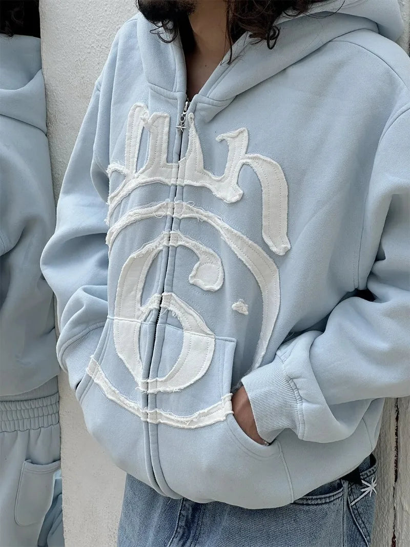 Y2k letter zip ups