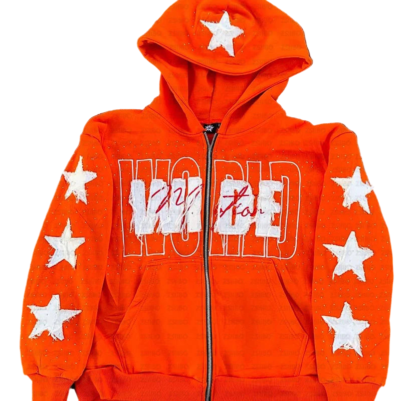 Harajuku Embroidered Zipper Hoodie