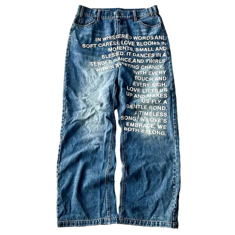 Y2K Vintage Letter Baggy Jeans – Streetwear Casual