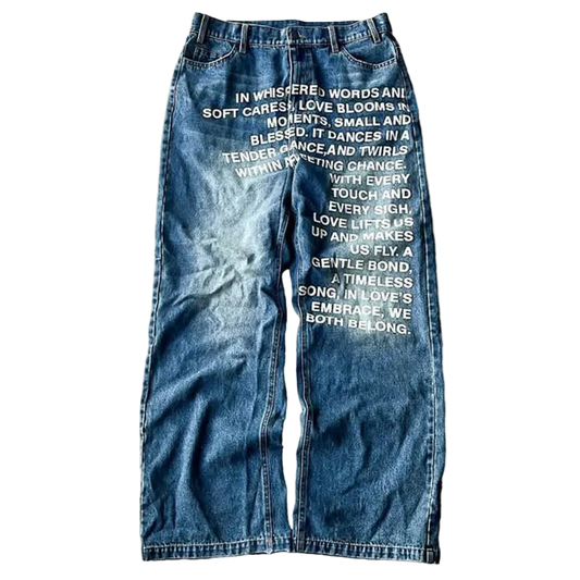 Y2K Vintage Letter Baggy Jeans – Streetwear Casual