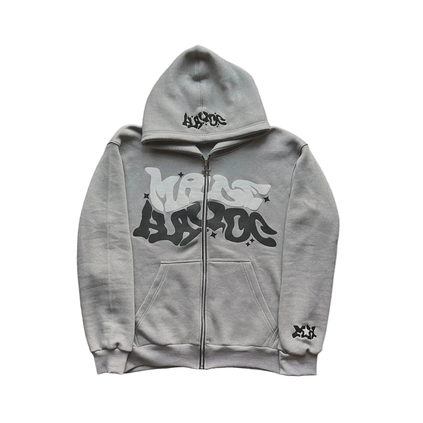 Retro Y2K Star Print Zip Hoodie