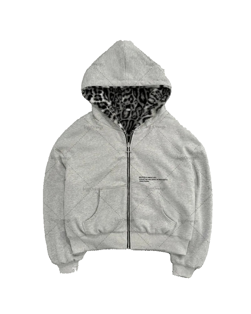 Y2K Leopard Zip Hoodie
