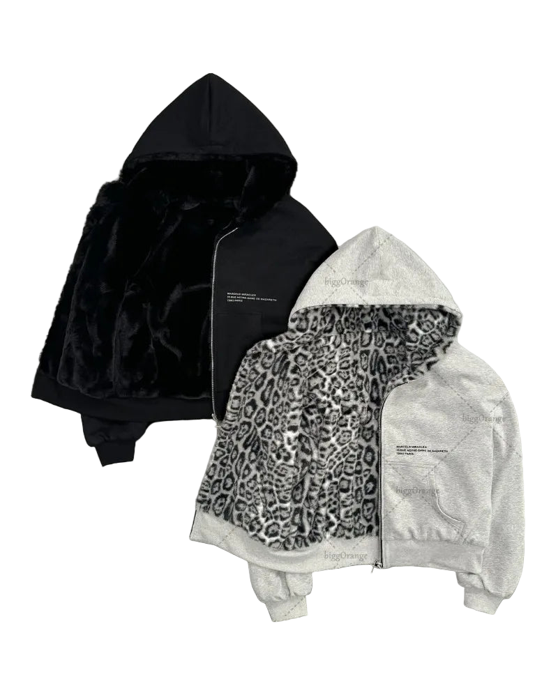 Y2K Leopard Zip Hoodie