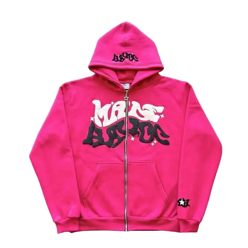 Retro Y2K Star Print Zip Hoodie