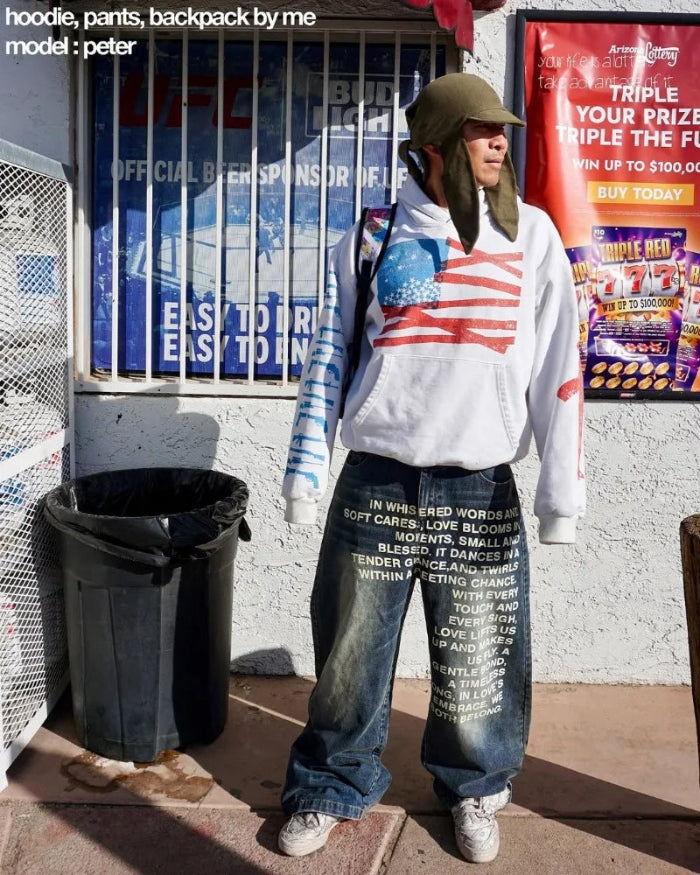 Y2K Vintage Letter Baggy Jeans – Streetwear Casual