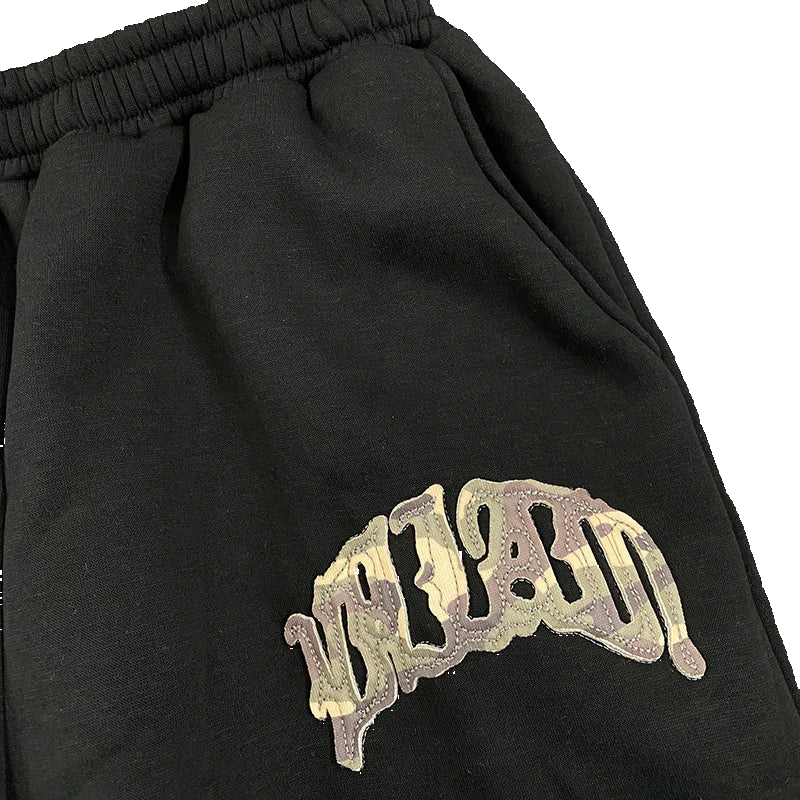 Leopard Print Embroidered Double Waistband Sweatpants