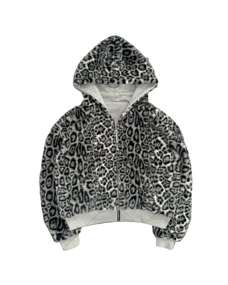 Y2K Leopard Zip Hoodie