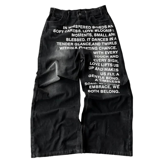 Y2K Vintage Letter Baggy Jeans – Streetwear Casual