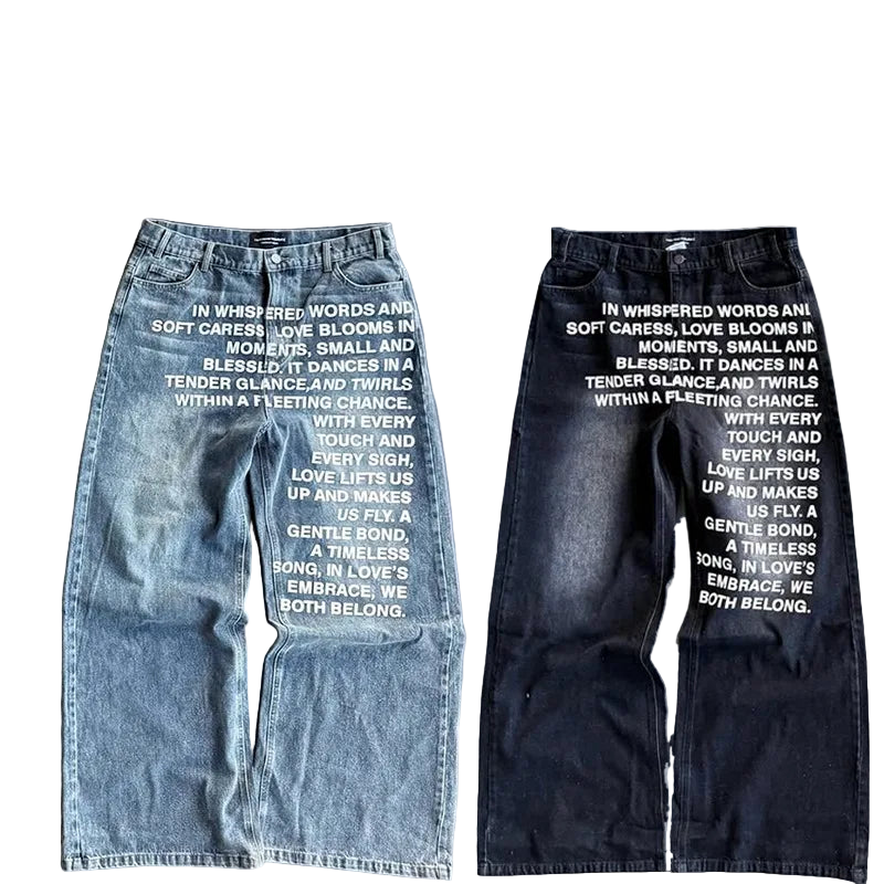 Y2K Vintage Letter Baggy Jeans – Streetwear Casual